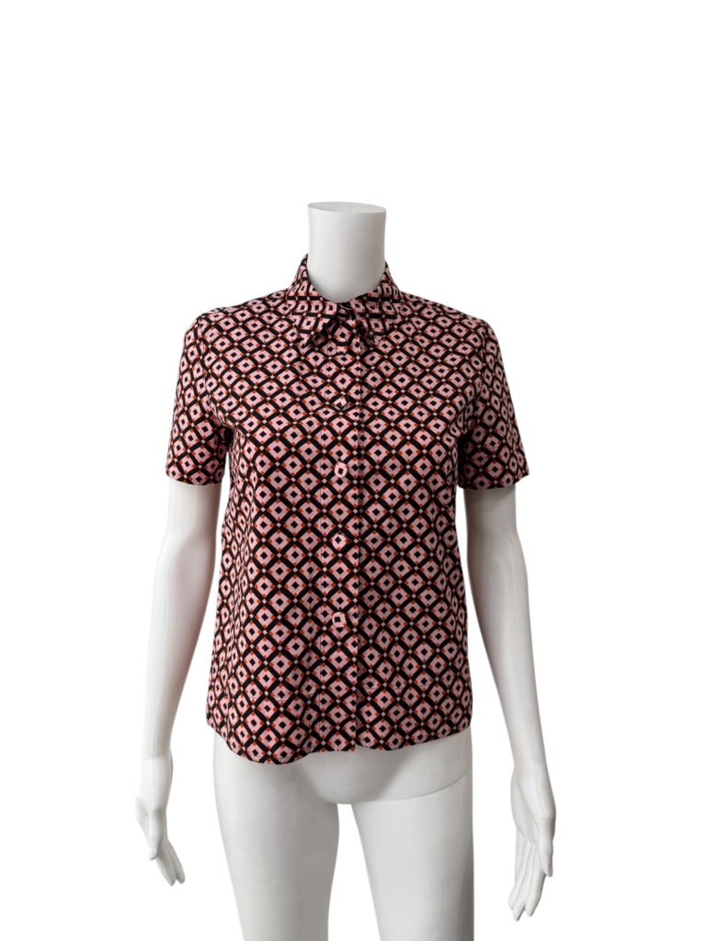 Marni Pink Black Geometric Polo Shirt size Small